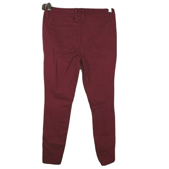 No Boundaries Skinny Jeans Jegging Juniors Size 7 Burgundy Red Zipper Fly - Picture 2 of 5